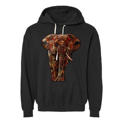 Elephant African Pattern Garment-Dyed Fleece Hoodie