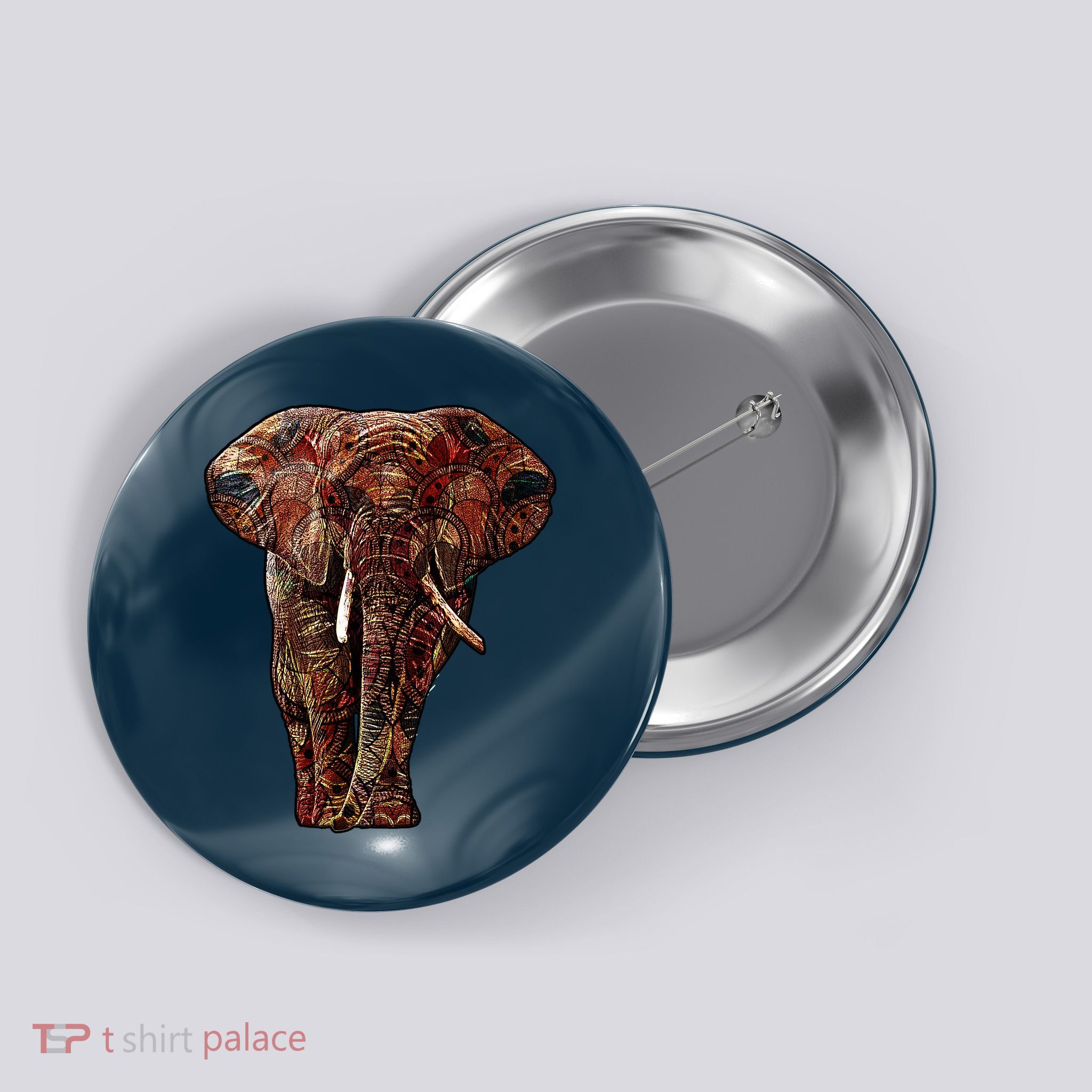 Elephant African Pattern Button