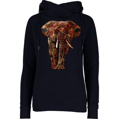 Elephant African Pattern Womens Funnel Neck Pullover Hood