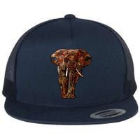 Elephant African Pattern Flat Bill Trucker Hat