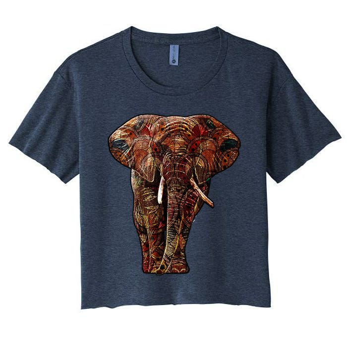 Elephant African Pattern Women's Crop Top Tee