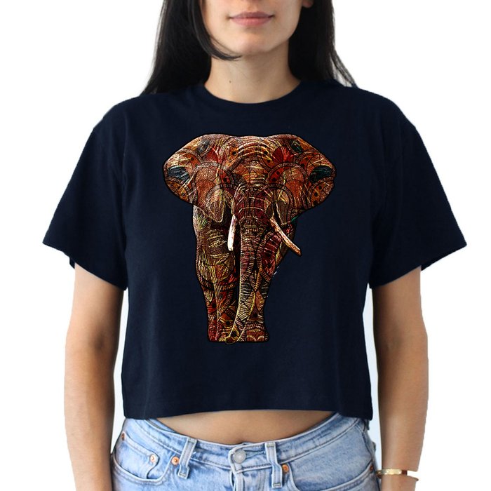 Elephant African Pattern Women's Crop Top Tee