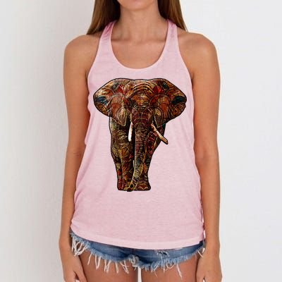 Elephant African Pattern Women's Knotted Racerback Tank