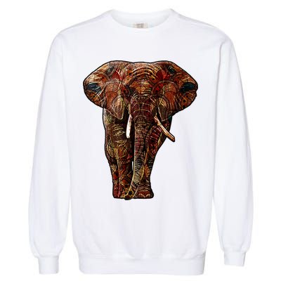 Elephant African Pattern Garment-Dyed Sweatshirt
