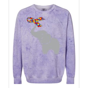 Elephant Autism Awareness Ribbon Colorblast Crewneck Sweatshirt