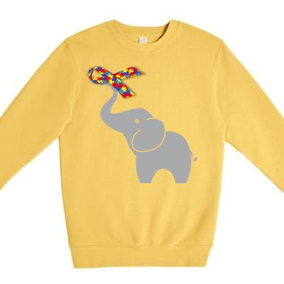 Elephant Autism Awareness Ribbon Premium Crewneck Sweatshirt