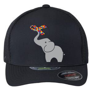 Elephant Autism Awareness Ribbon Flexfit Unipanel Trucker Cap