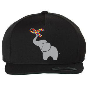 Elephant Autism Awareness Ribbon Wool Snapback Cap