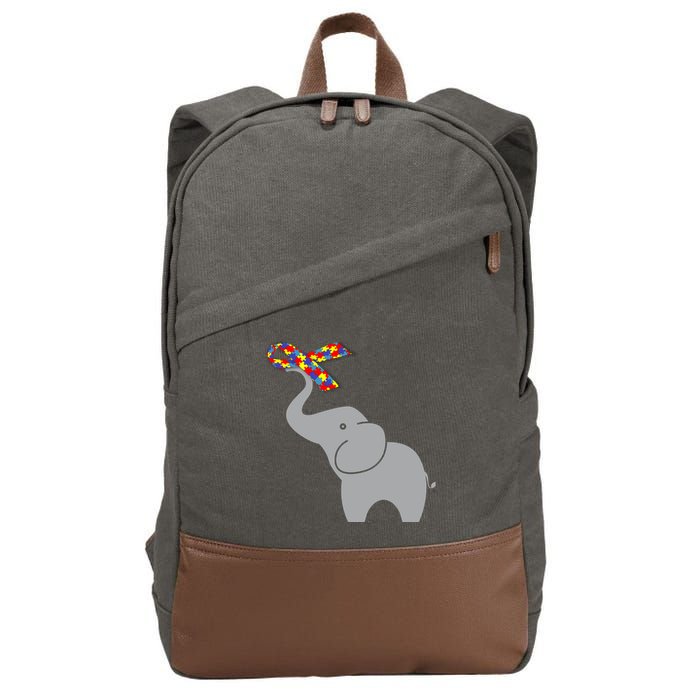 Elephant Autism Awareness Ribbon Cotton Canvas Backpack