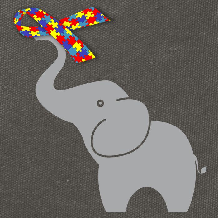 Elephant Autism Awareness Ribbon Cotton Canvas Backpack