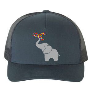 Elephant Autism Awareness Ribbon Yupoong Adult 5-Panel Trucker Hat