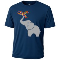 Elephant Autism Awareness Ribbon Cooling Performance Crew T-Shirt