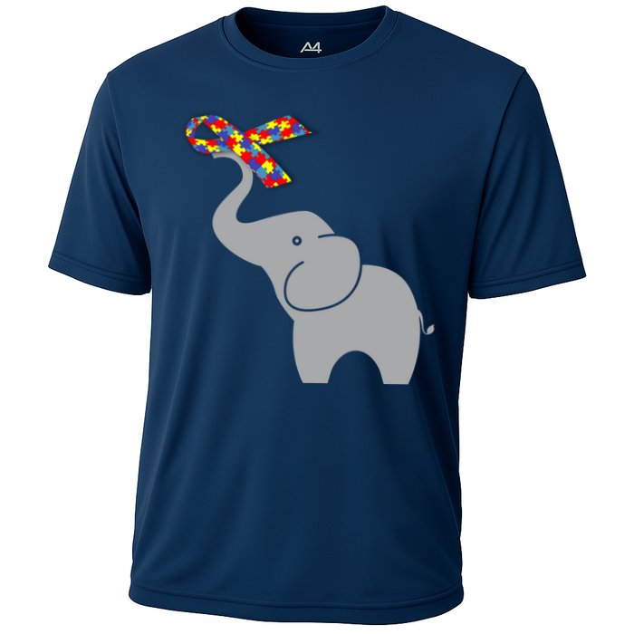 Elephant Autism Awareness Ribbon Cooling Performance Crew T-Shirt