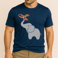 Elephant Autism Awareness Ribbon Cooling Performance Crew T-Shirt