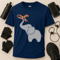 Elephant Autism Awareness Ribbon Cooling Performance Crew T-Shirt