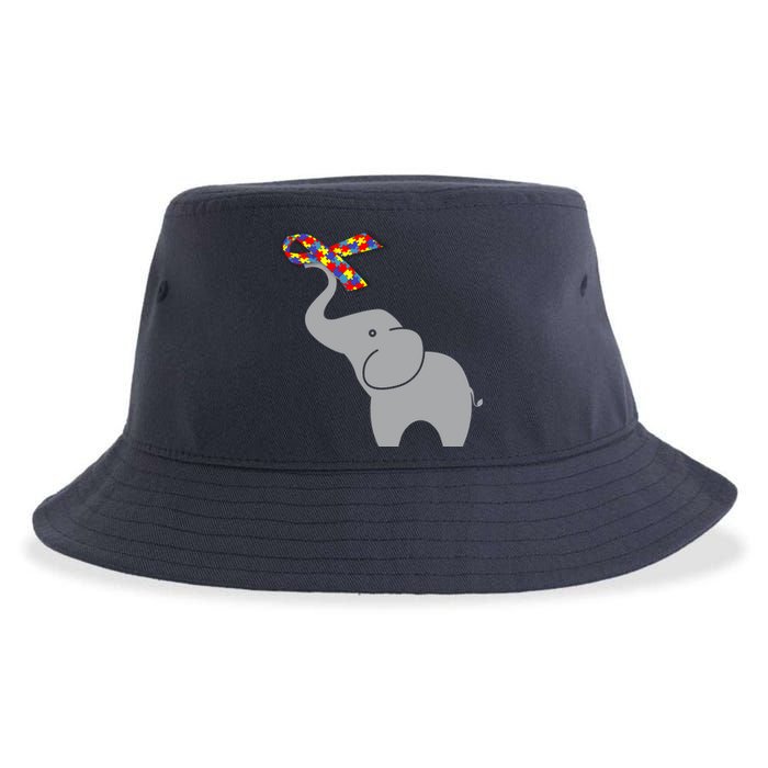 Elephant Autism Awareness Ribbon Sustainable Bucket Hat