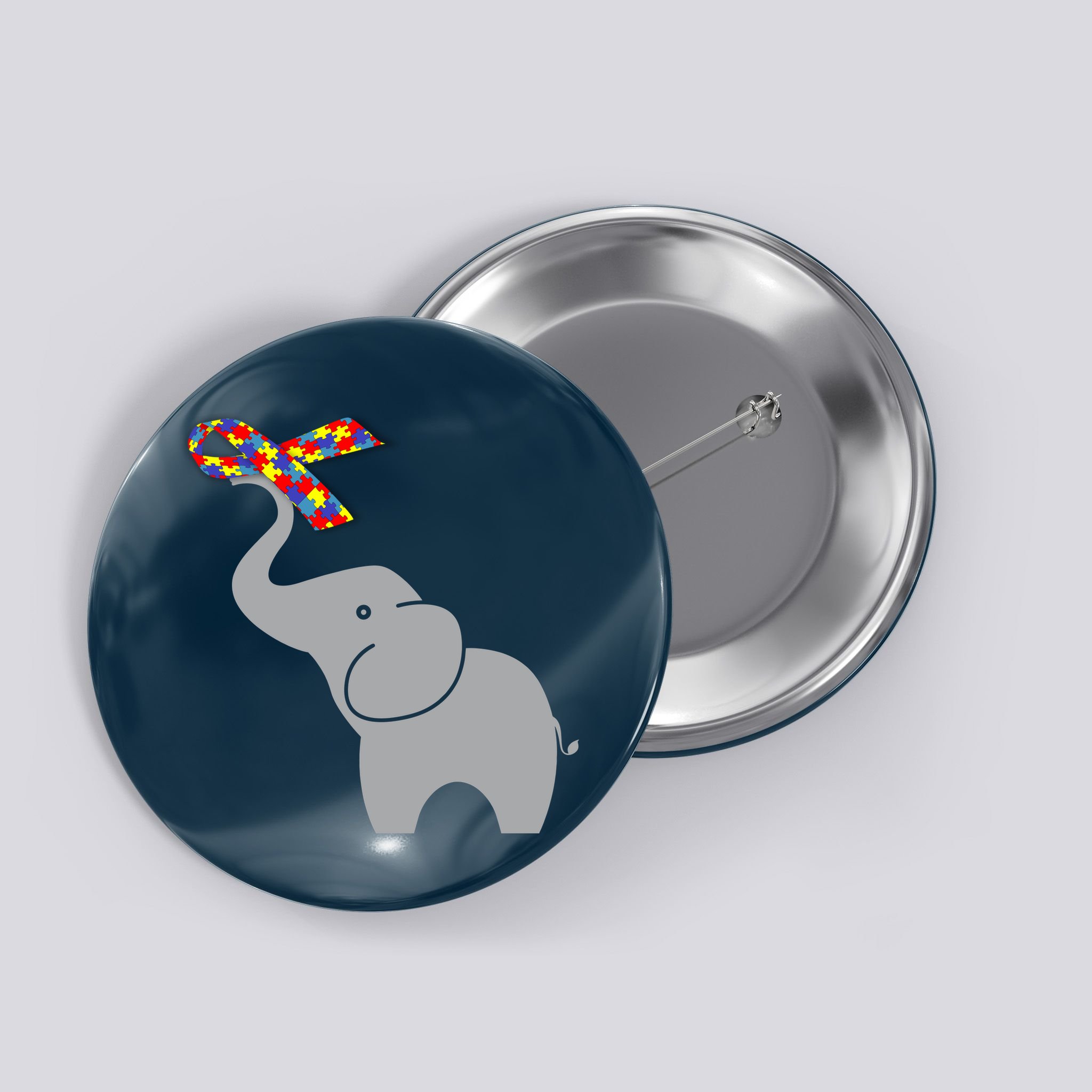 Elephant Autism Awareness Ribbon Button