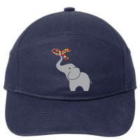 Elephant Autism Awareness Ribbon 7-Panel Snapback Hat