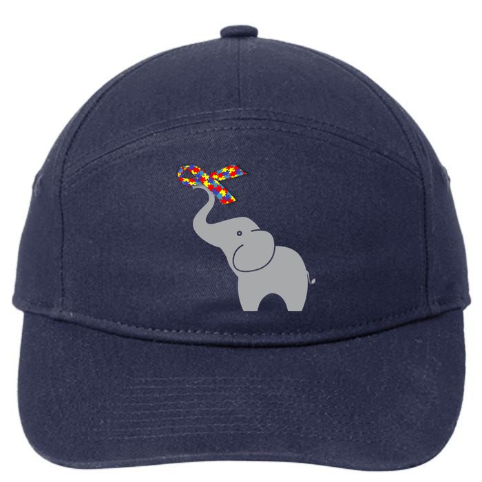 Elephant Autism Awareness Ribbon 7-Panel Snapback Hat