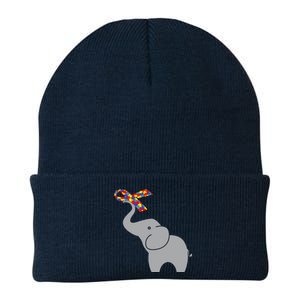 Elephant Autism Awareness Ribbon Knit Cap Winter Beanie