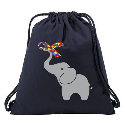 Elephant Autism Awareness Ribbon Drawstring Bag