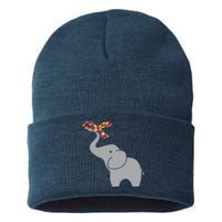 Elephant Autism Awareness Ribbon Sustainable Knit Beanie