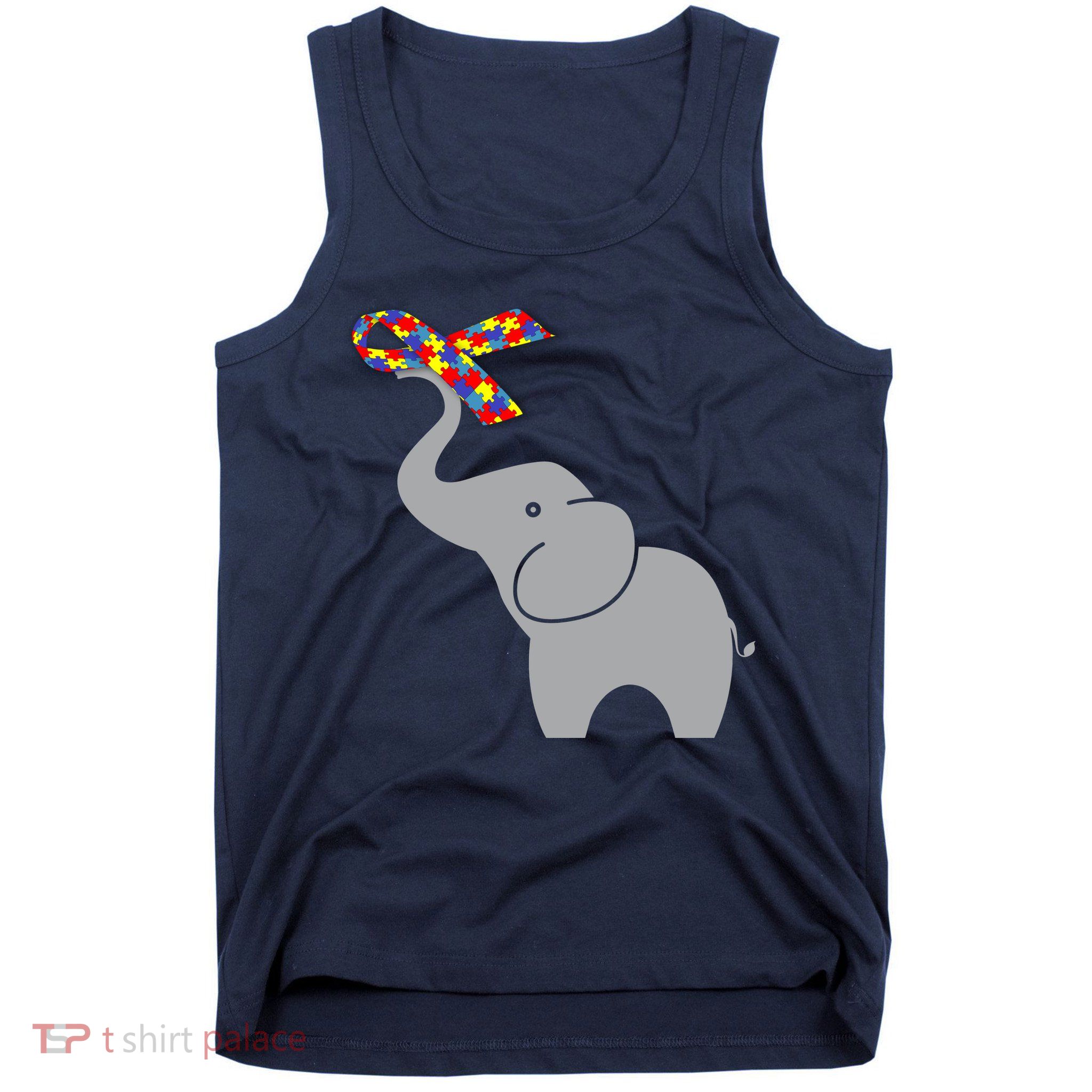 Elephant Autism Awareness Ribbon Tank Top