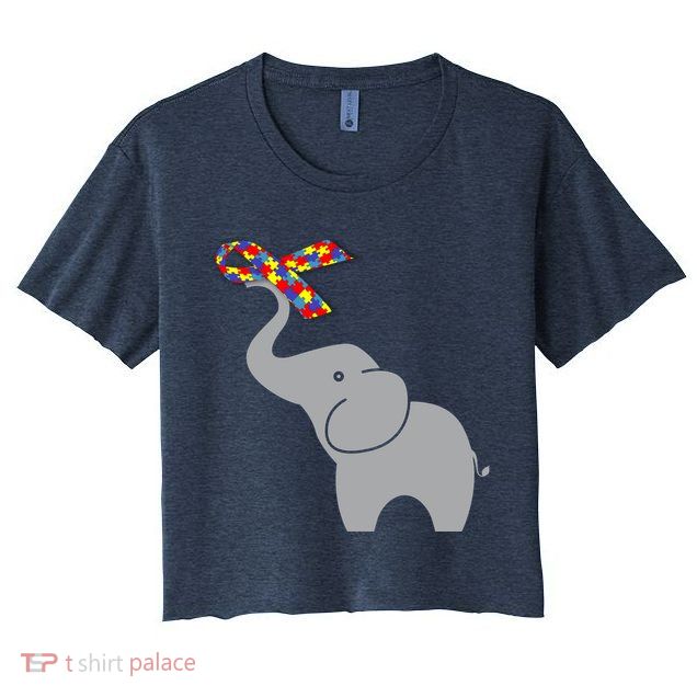 Elephant Autism Awareness Ribbon Crop Top