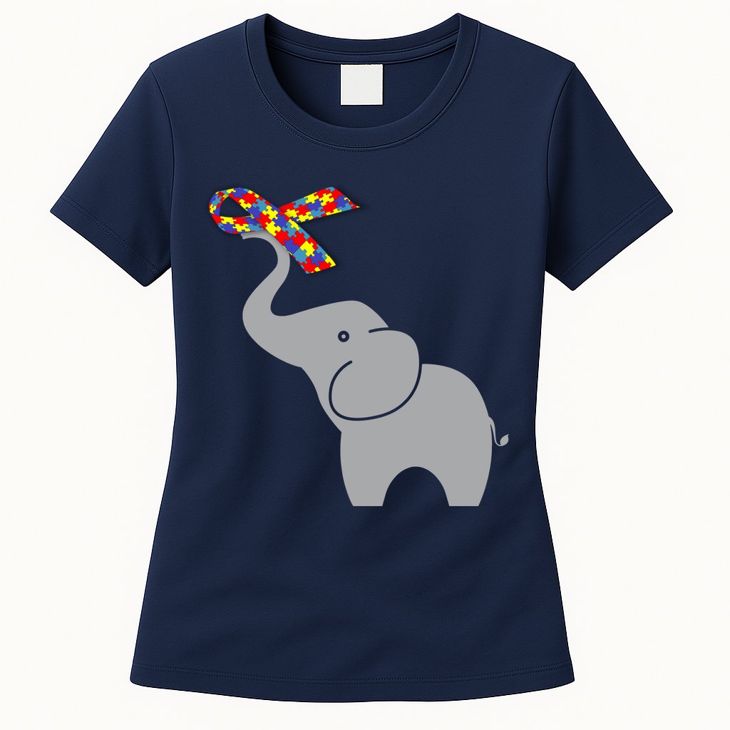 Elephant Autism Awareness Ribbon Womens T-Shirt