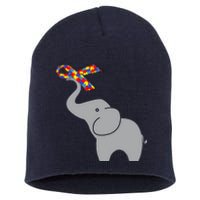 Elephant Autism Awareness Ribbon Short Acrylic Beanie