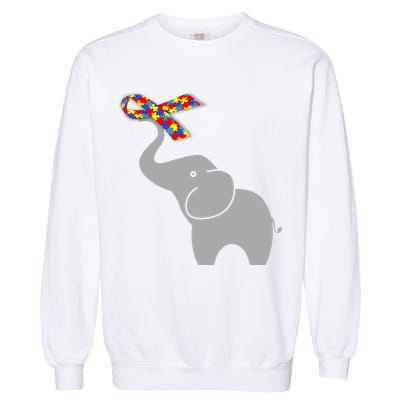 Elephant Autism Awareness Ribbon Garment-Dyed Sweatshirt
