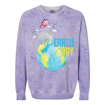 Elephant Earth Day Colorblast Crewneck Sweatshirt