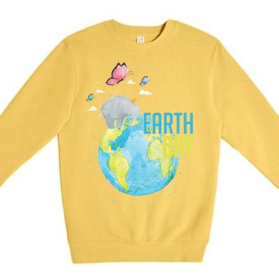 Elephant Earth Day Premium Crewneck Sweatshirt