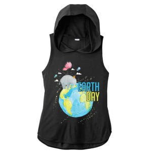 Elephant Earth Day Ladies PosiCharge Tri-Blend Wicking Draft Hoodie Tank