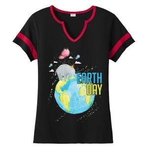 Elephant Earth Day Ladies Halftime Notch Neck Tee