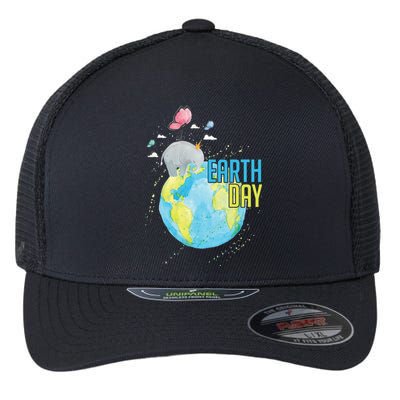 Elephant Earth Day Flexfit Unipanel Trucker Cap