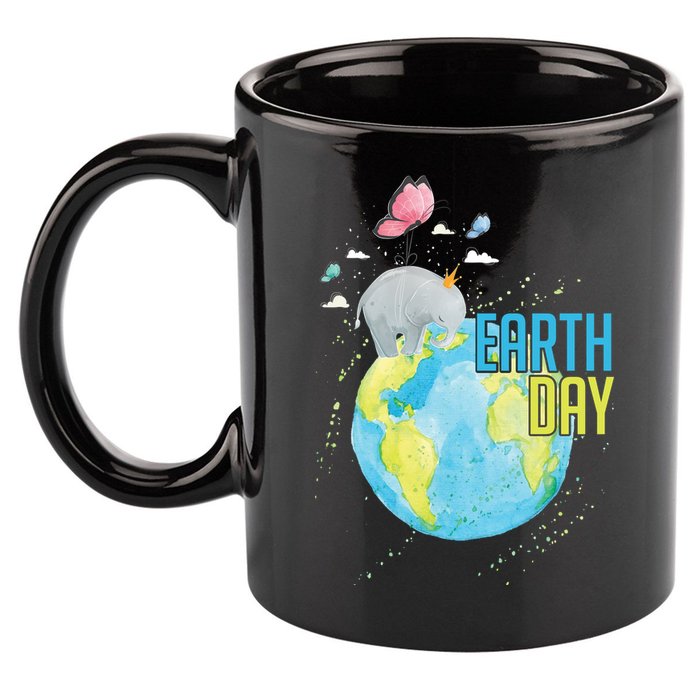 Elephant Earth Day 11oz C Handle Ceramic Mug