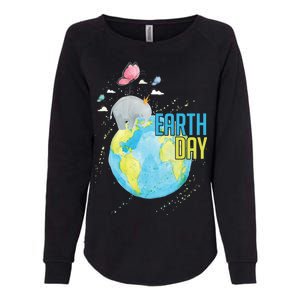 Elephant Earth Day Womens California Wash Sweatshirt