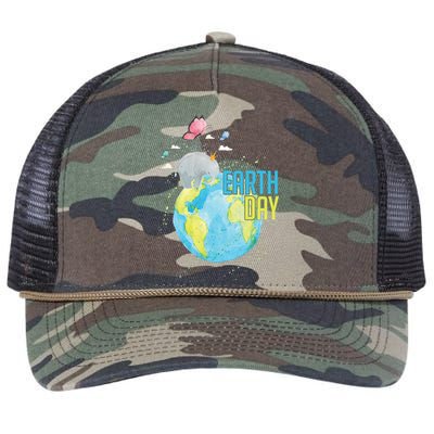 Elephant Earth Day Retro Rope Trucker Hat Cap