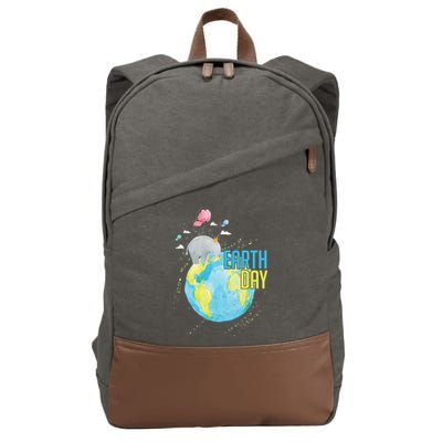 Elephant Earth Day Cotton Canvas Backpack