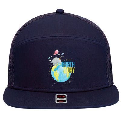 Elephant Earth Day 7 Panel Mesh Trucker Snapback Hat