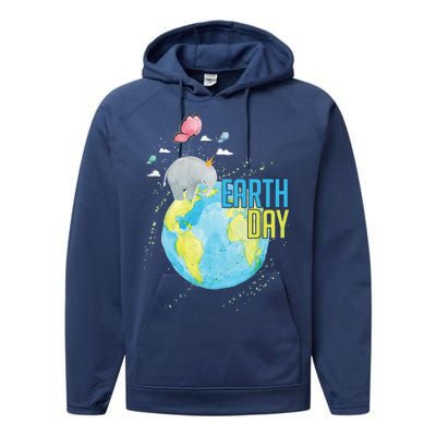 Elephant Earth Day Performance Fleece Hoodie