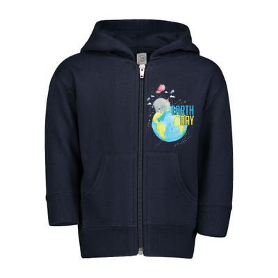 Elephant Earth Day Toddler Zip Fleece Hoodie