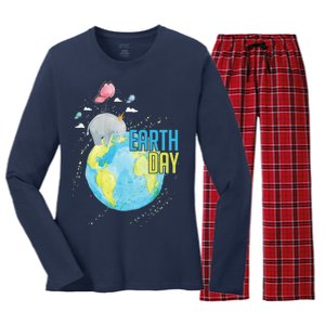 Elephant Earth Day Women's Long Sleeve Flannel Pajama Set 