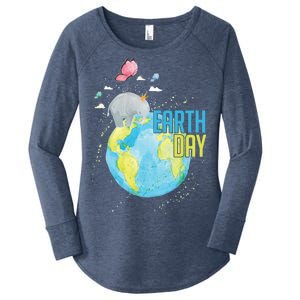 Elephant Earth Day Women's Perfect Tri Tunic Long Sleeve Shirt