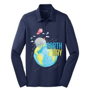 Elephant Earth Day Silk Touch Performance Long Sleeve Polo