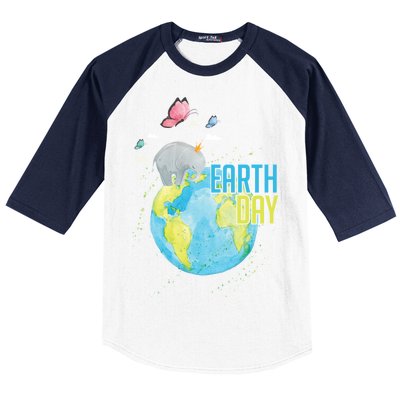 Elephant Earth Day Baseball Sleeve Shirt