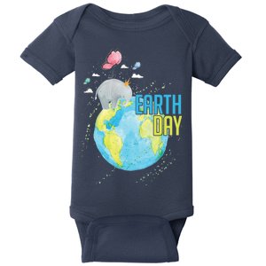 Elephant Earth Day Baby Bodysuit