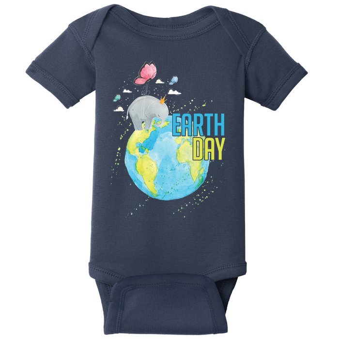 Elephant Earth Day Baby Bodysuit