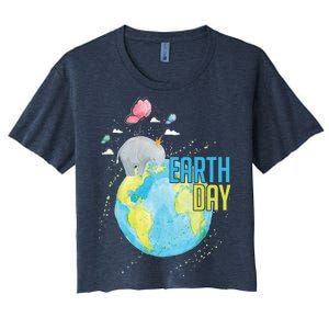 Elephant Earth Day Women's Crop Top Tee